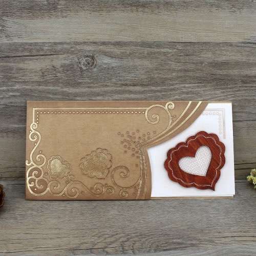 Pocket Invitation Card Wooden Decoration Invitation Card Half Fold Invitation